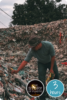 Project image card - click to select this 3 hour project. Image shows a person investigating head-high piles of plastic waste.