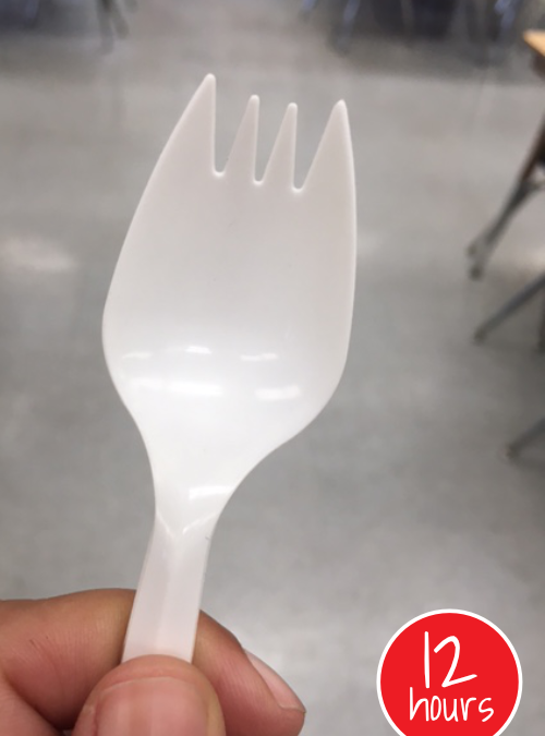 Project image card - click to select this 12 hour project. Image shows close up of a plastic spork.