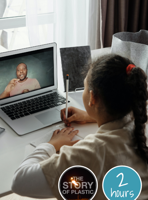 Project image card - click to select this 2 hour project. Image shows a child talking to an adult on a video call.