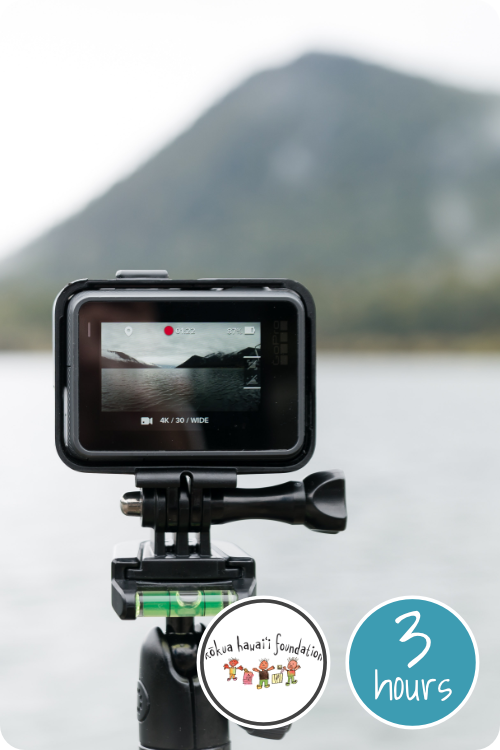 Project image card - click to select this 3 hour project. Image shows go pro on a tripod with a view of a mountain lake in the background