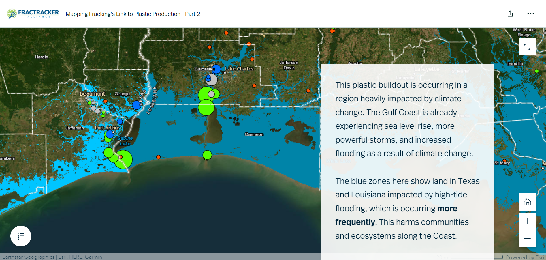 Screenshot of Plastic Production and Climate Change Story Map