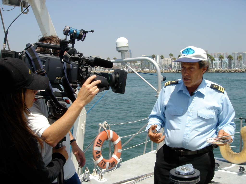 Captain Moore being interviewed by a news agency