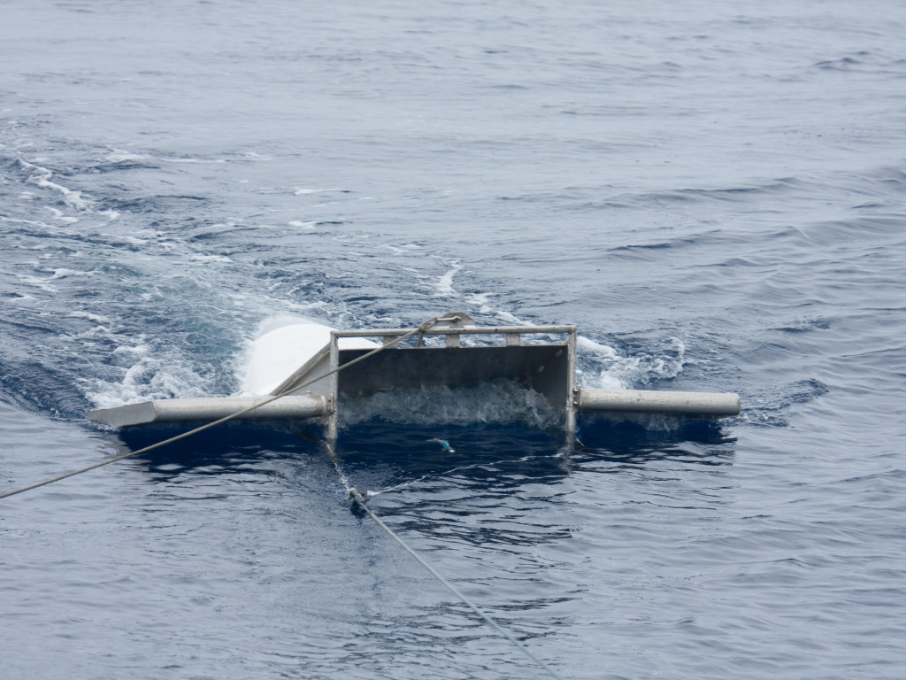 Manta trawl skims the ocean surface