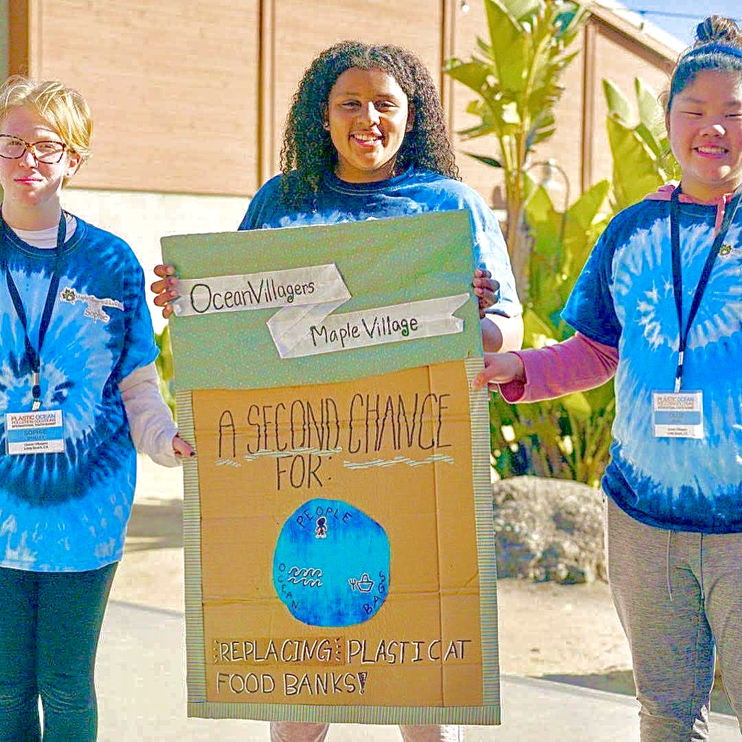 Maple Village students during POPS. Their project: A Second Chance, was focused on replacing plastic bags at food banks with reusable bags